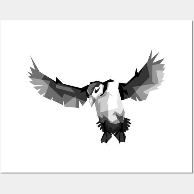 bird of the fly wpap grayscale Wall Art by Rizkydwi